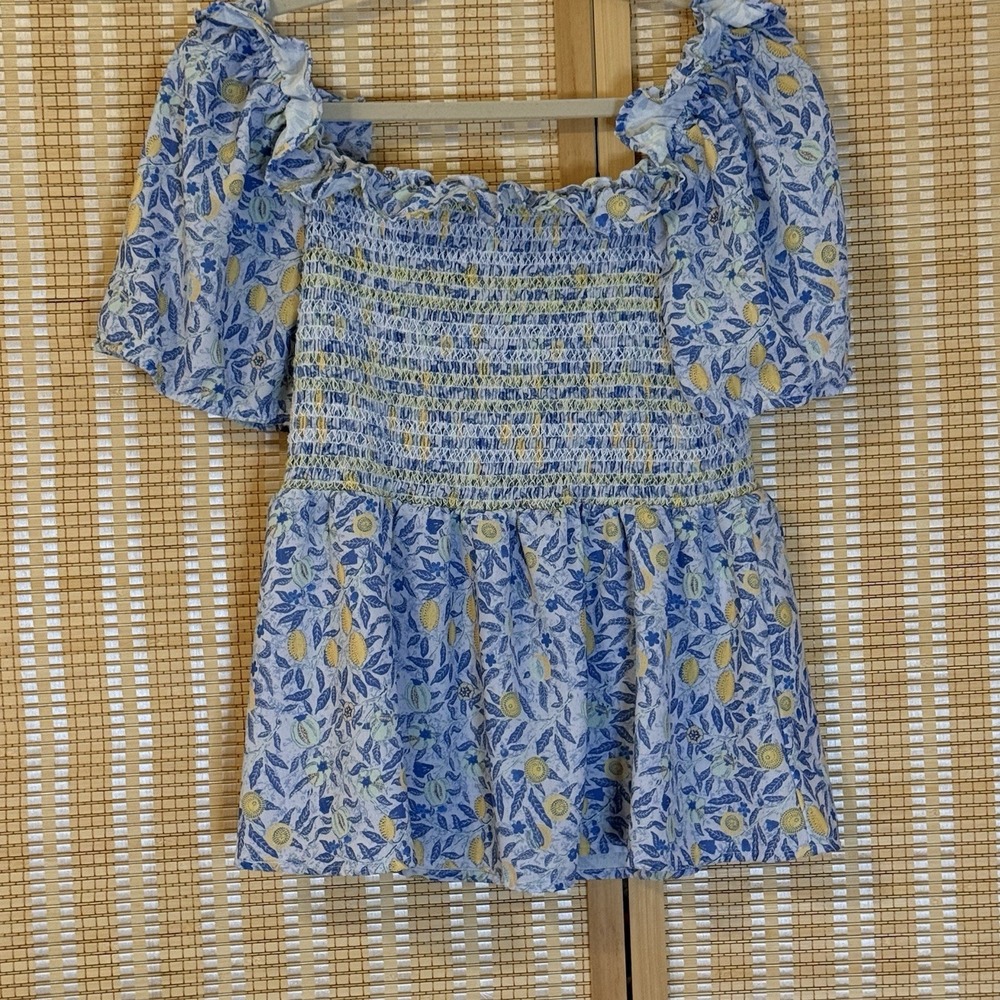 Grace Karin Womens L Top Baby Doll Boho Smocked Puff Sleeve Peasant Cottagecore